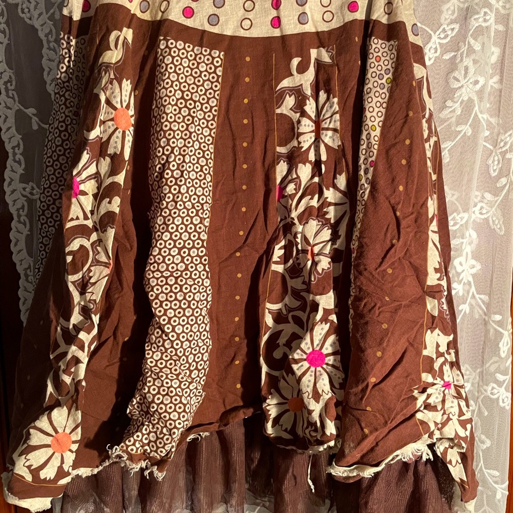 VINTAGE•6 DEGREES•MULTI-PATTERN SKIRT